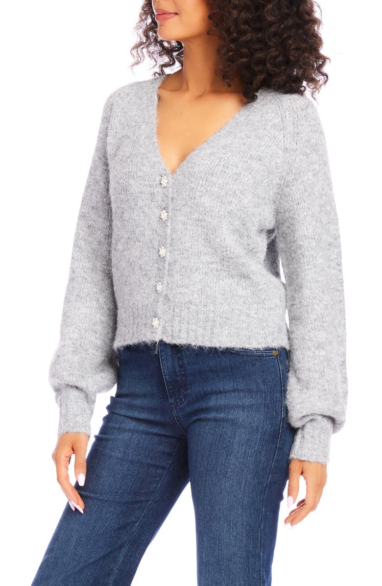 Karen Kane Faux Pearl Button Cardigan, Alternate, color,
