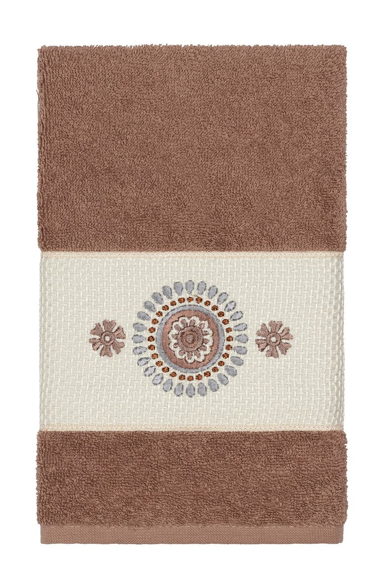 Linum Home Textiles Isabell Embellished Hand Towel - Latte, Main, color, Latte