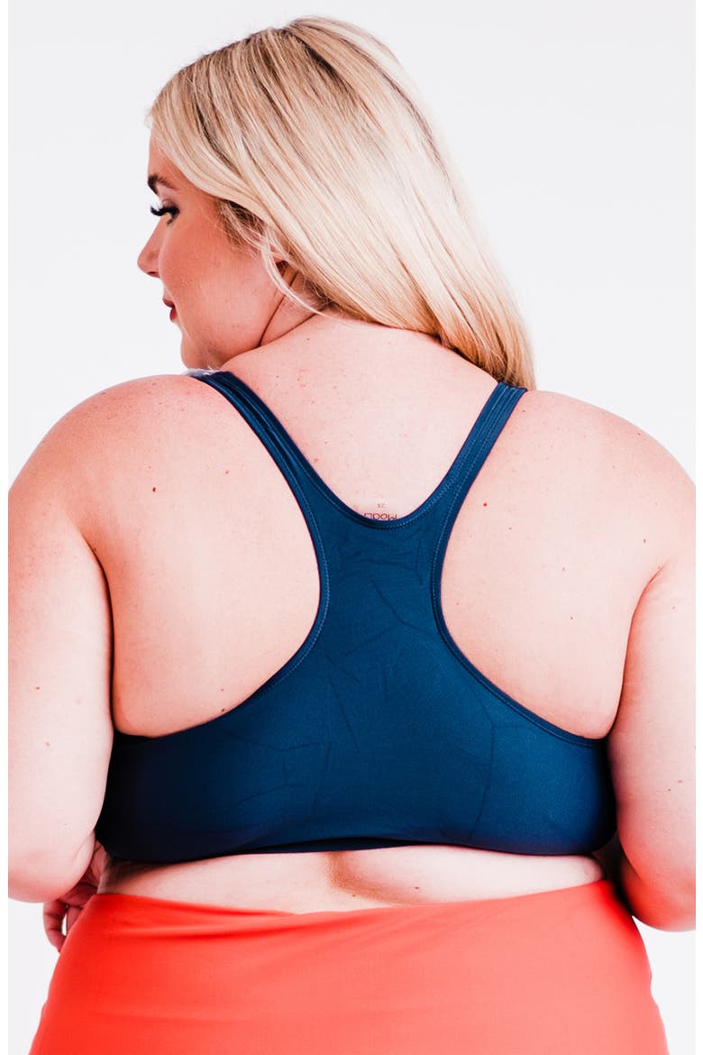 Plus Size Racerback Swim Bra With Removable Cups, Alternate, color, Navy
