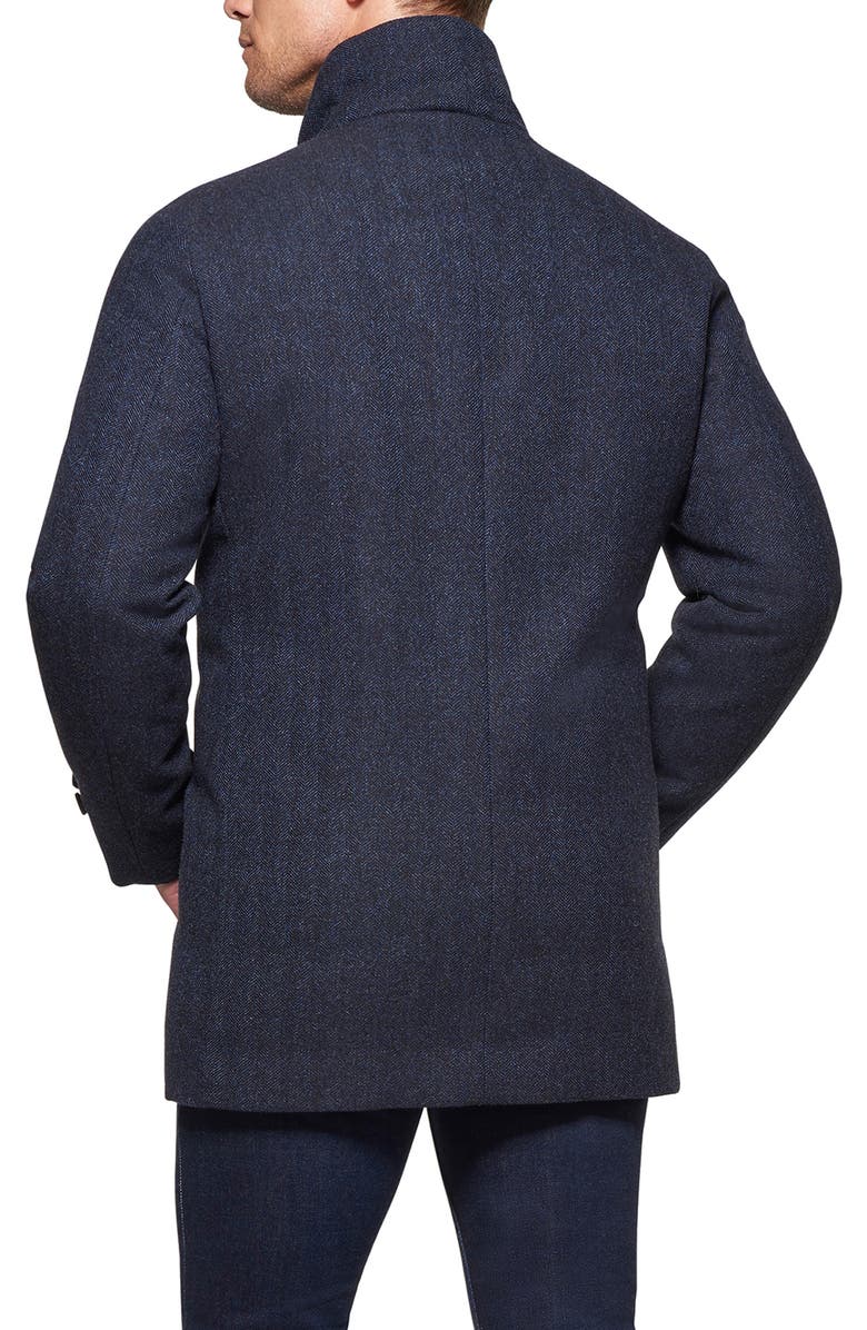 Norwegian Wool Waterproof Herringbone Wool Blend Car Coat, Alternate, color, British Blue