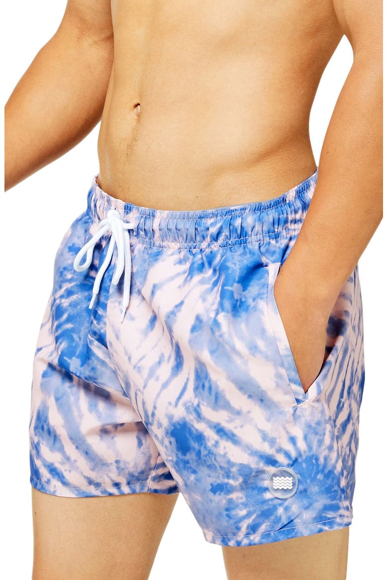 Tie Dye Classic Fit Swim Shorts, Alternate, color, PINK MULTI