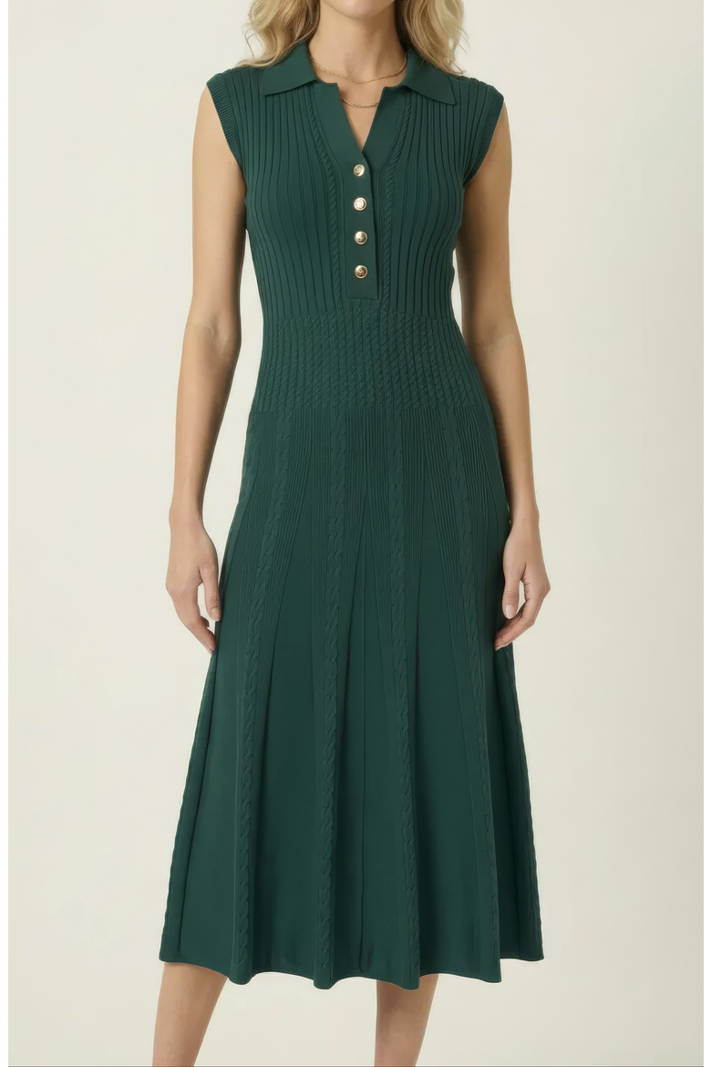 Sleeveless Knit Midi Dress, Alternate, color, Dark Emerald Green