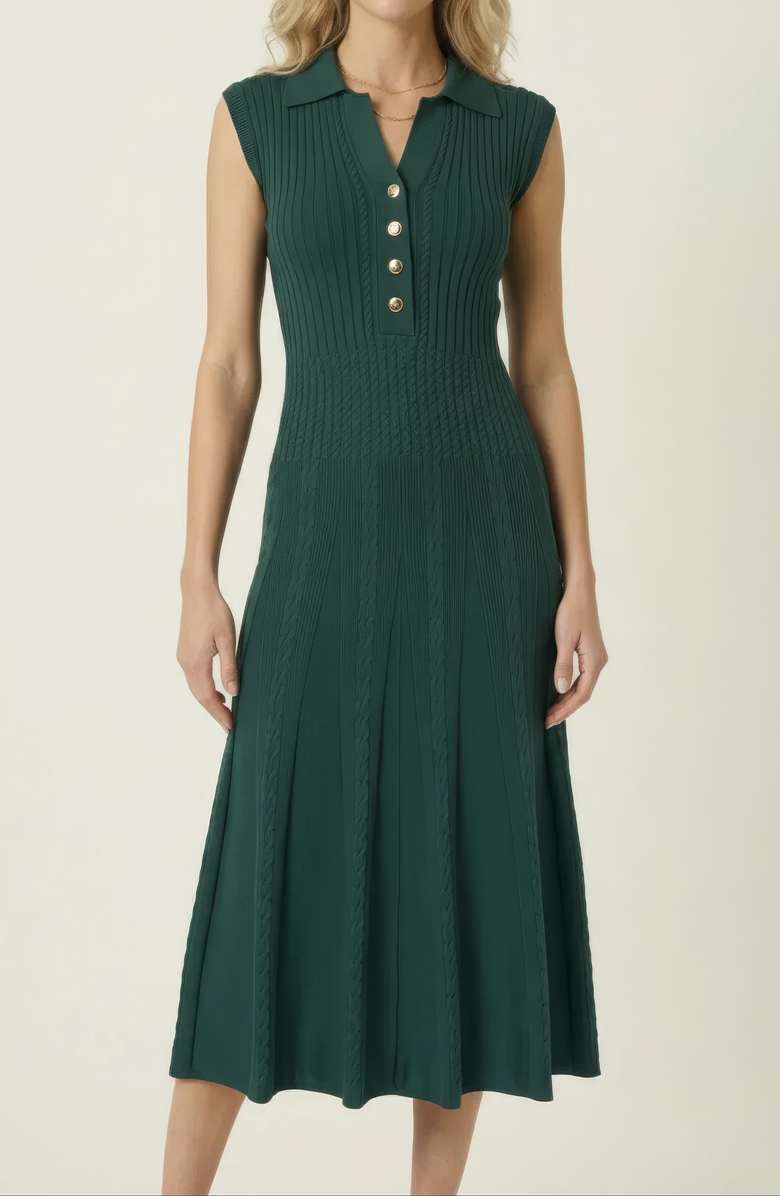 Modenaire Sleeveless Knit Midi Dress, Alternate, color, Dark Emerald Green
