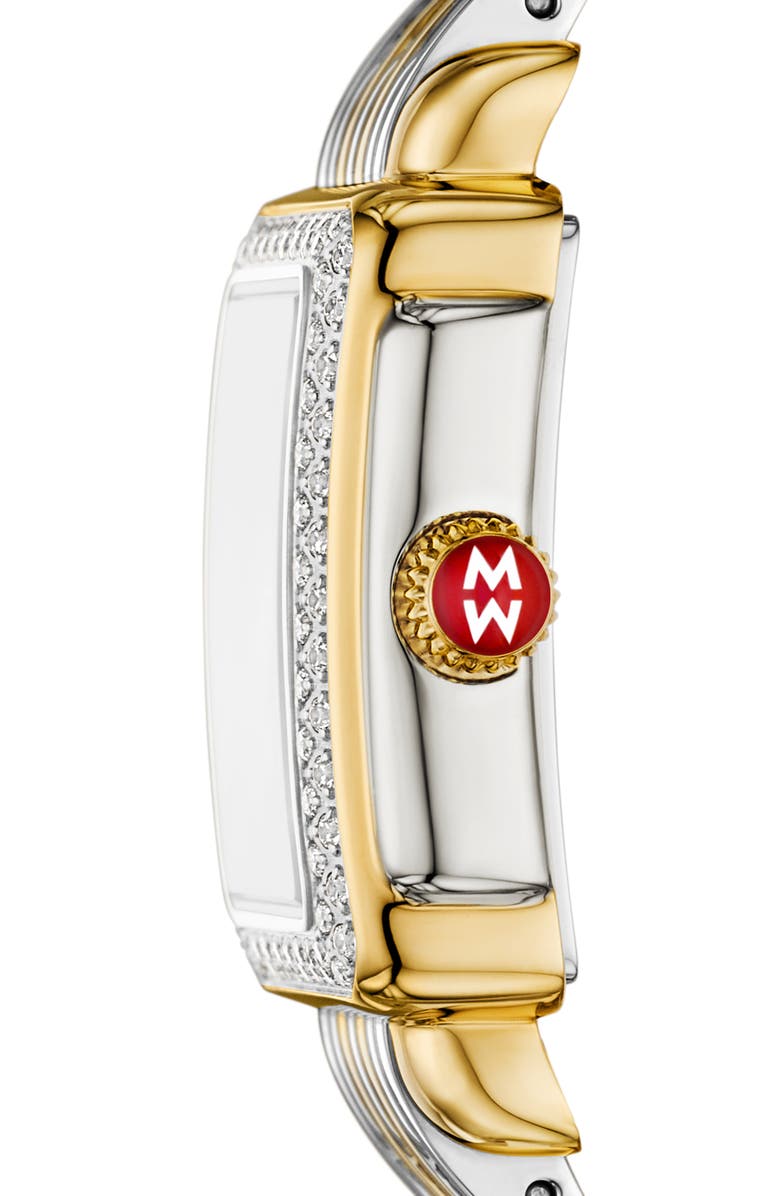 MICHELE Deco Madison Mini Diamond Bracelet Watch, 23mm x 24mm, Alternate, color, Two Tone