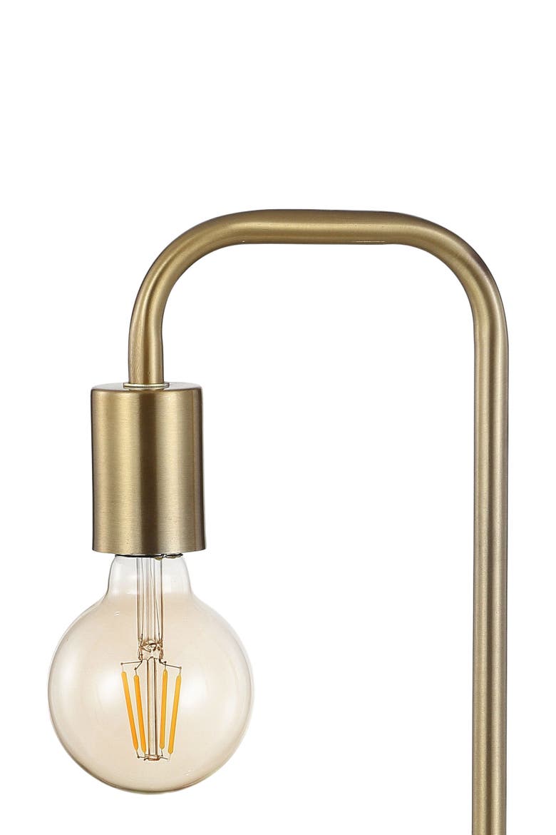 Axel 20.5" Minimalist Glam Gold Pipe Metal/Marble LED Table Lamp, Brass Gold, Alternate, color, Brass Gold/White