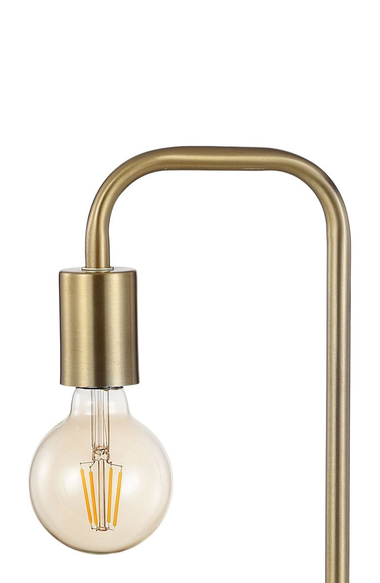 JONATHAN Y Axel 20.5" Minimalist Glam Gold Pipe Metal/Marble LED Table Lamp, Brass Gold, Alternate, color, Brass Gold/White