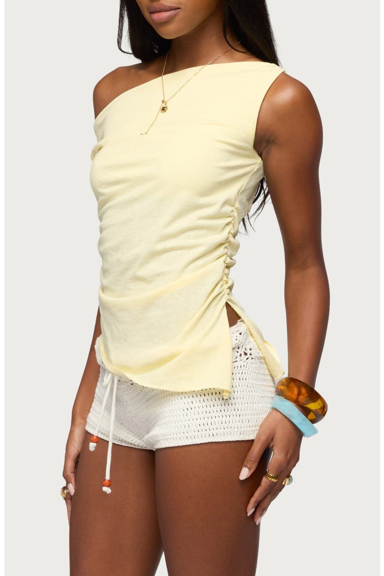 Ruched One-Shoulder Tank, Alternate, color, LIGHT-YELLOW