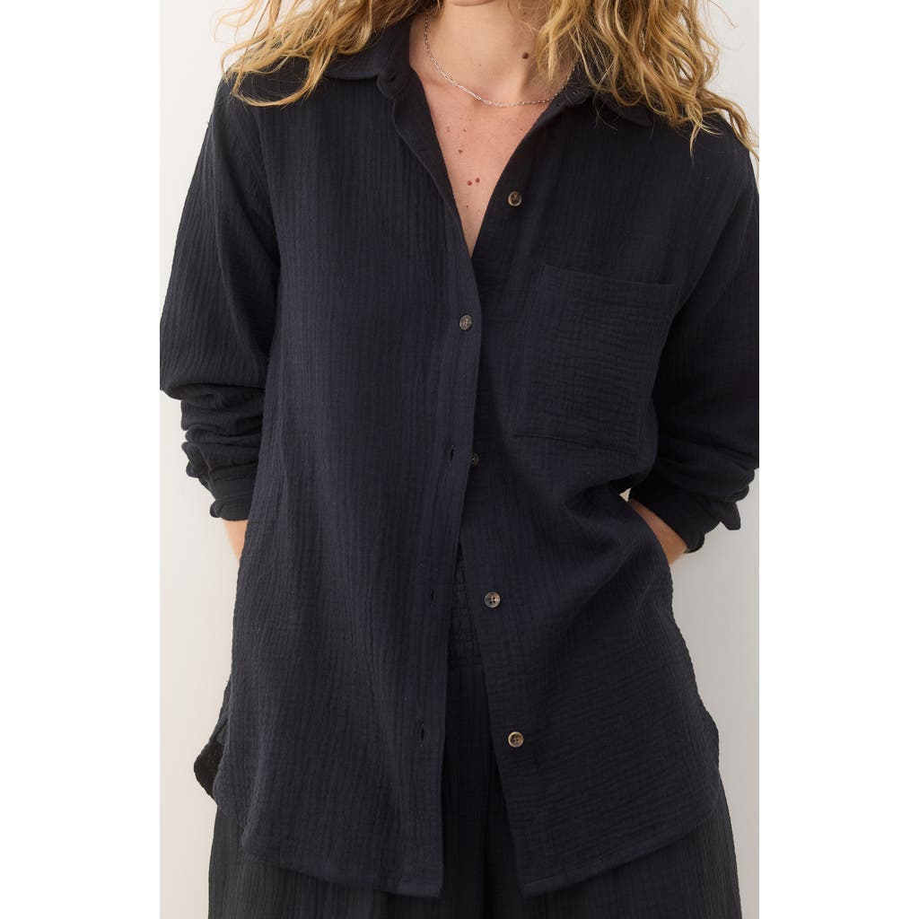 Shop Marine Layer Jane Double Cloth Cotton Gauze Button-up Shirt