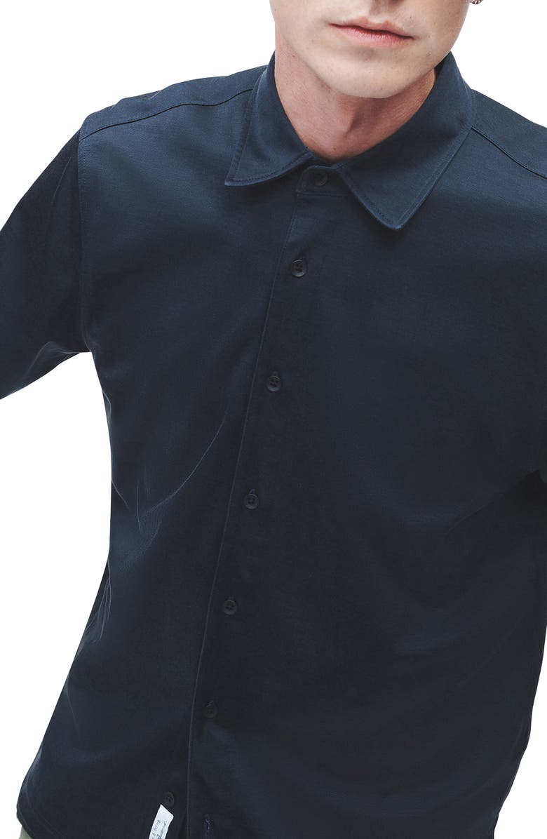 rag & bone Dalton Short Sleeve Cotton Blend Knit Button-Up Shirt, Alternate, color, 