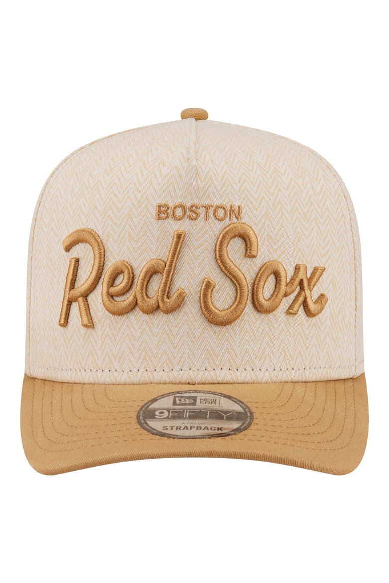 Men's New Era  Cream Boston Red Sox Herringbone 9FIFTY A-Frame Snapback Hat, Alternate, color, Cream