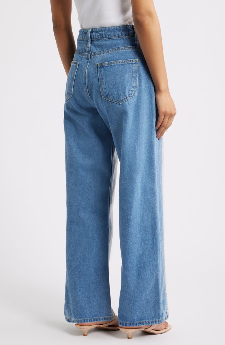 Petal & Pup Yuri High Waist Wide Leg Jeans, Alternate, color, Two Tone Blue