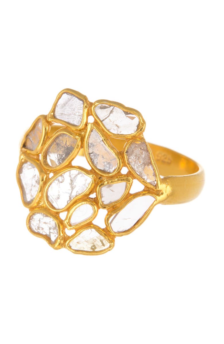 FOREVER CREATIONS USA INC Gold Vermeil Sterling Silver Diamond Slide Ring - 1.00 ctw, Main, color,