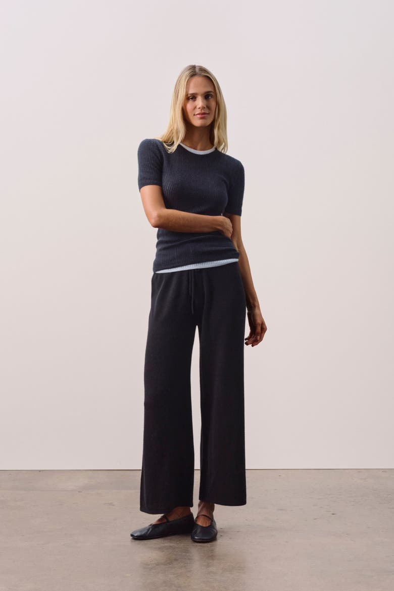 ETTA TRELLIS CASHMERE TEE, Alternate, color, Black