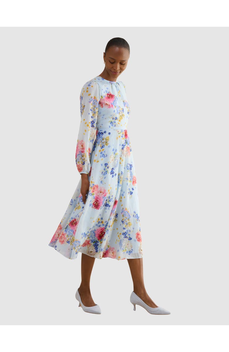 HOBBS LONDON Constance Floral Midi Dress, Main, color, Palebluemulti