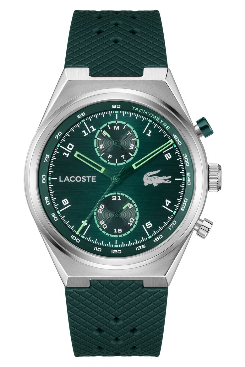 Line Racer Green Multifunction Silicone Strap Watch, 43mm, Main, color, GREEN