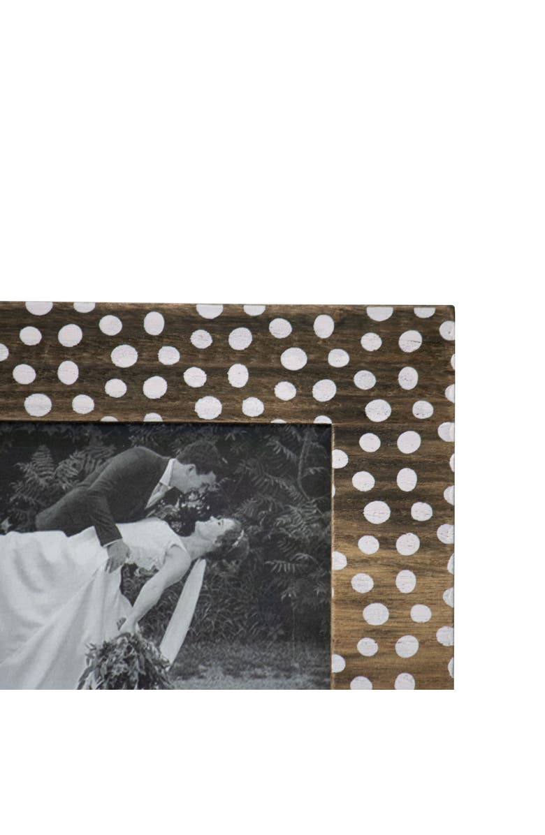 Foreside Home and Garden 4x6 Bettina White Polka Dot Wood Photo Picture Frame, Alternate, color, Brown