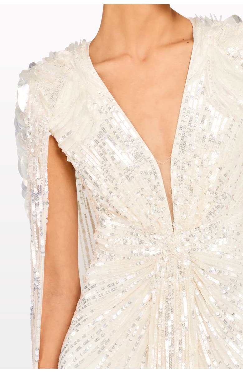 Jenny Packham Goldfinger Sequin-Embellished Maxi Dress, Alternate, color, Vanilla