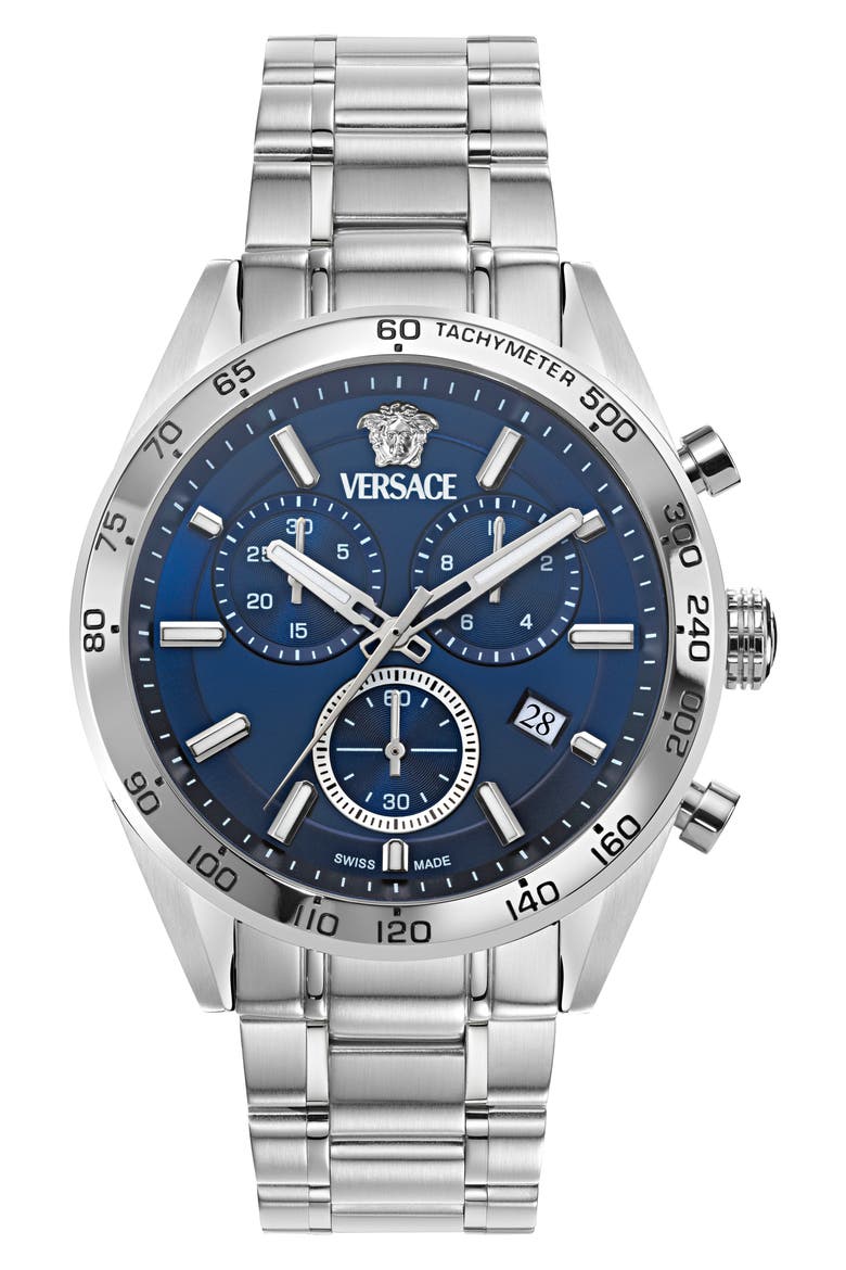 V-Code Chronograph Bracelet Watch, 41mm, Main, color, STAINLESS STEEL