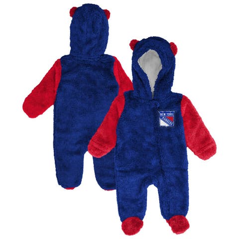 Infant 
Newborn Outerstuff Blue New York Rangers Stay Napping Fleece Bunting Full-Zip Hooded Sleeper