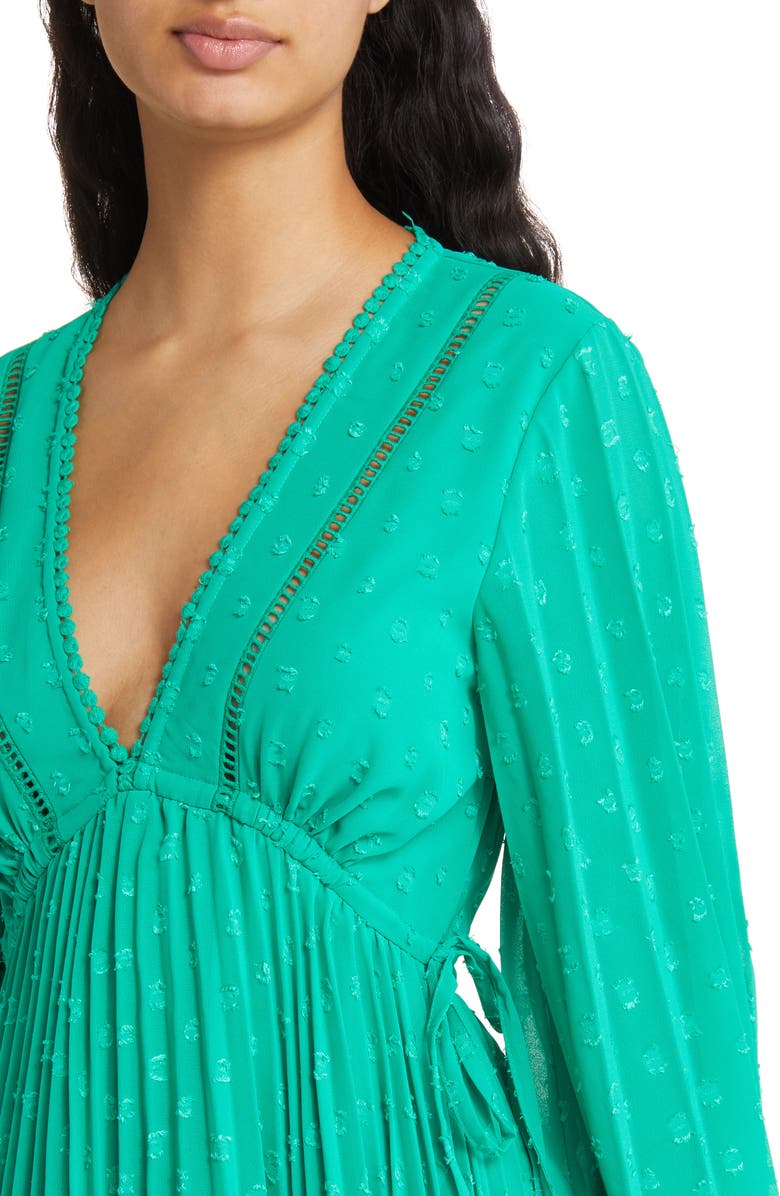 ASOS DESIGN Pleated Dobby Midi Dress, Alternate, color,