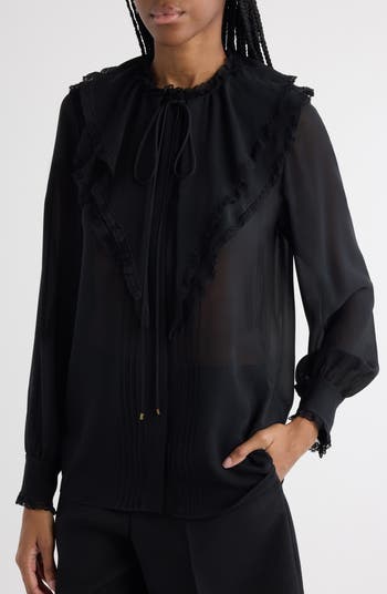 トップス MELTTHELADY collared tops Chloé Ruffle Collar Georgette Top | Nordstrom