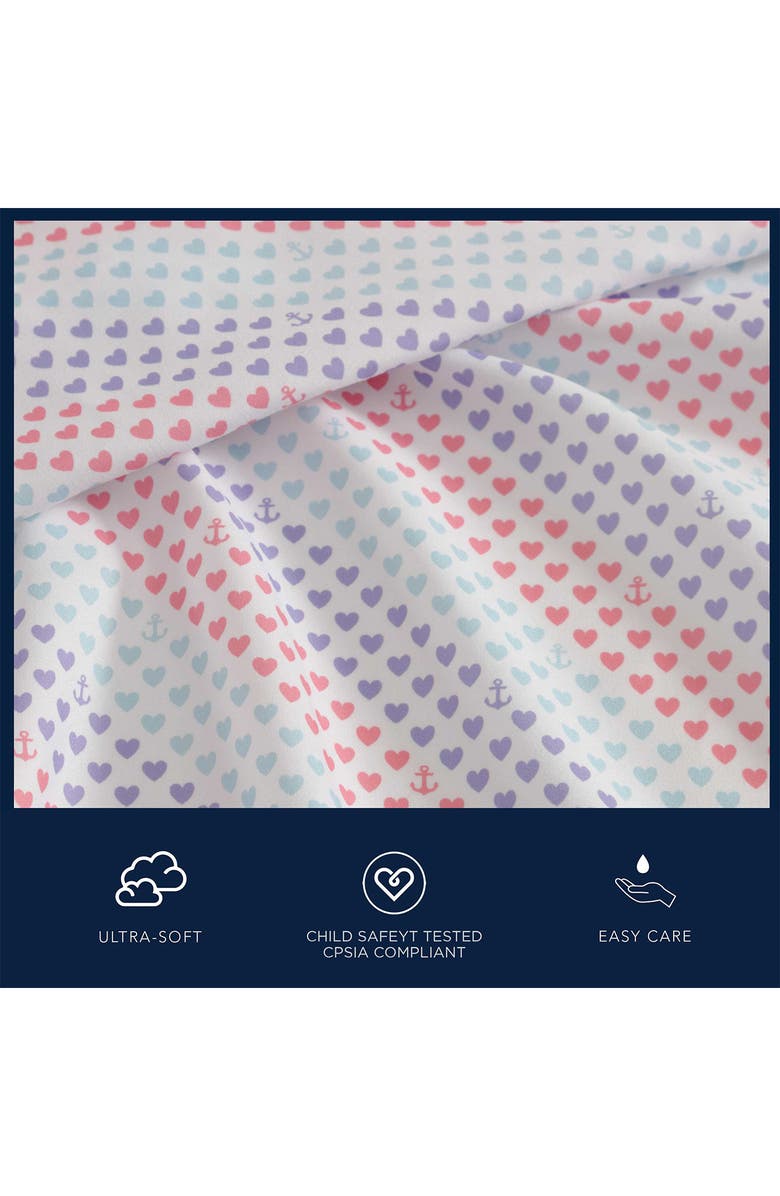 Nautica Oswald Heart Print Microfiber Sheet Set, Alternate, color,