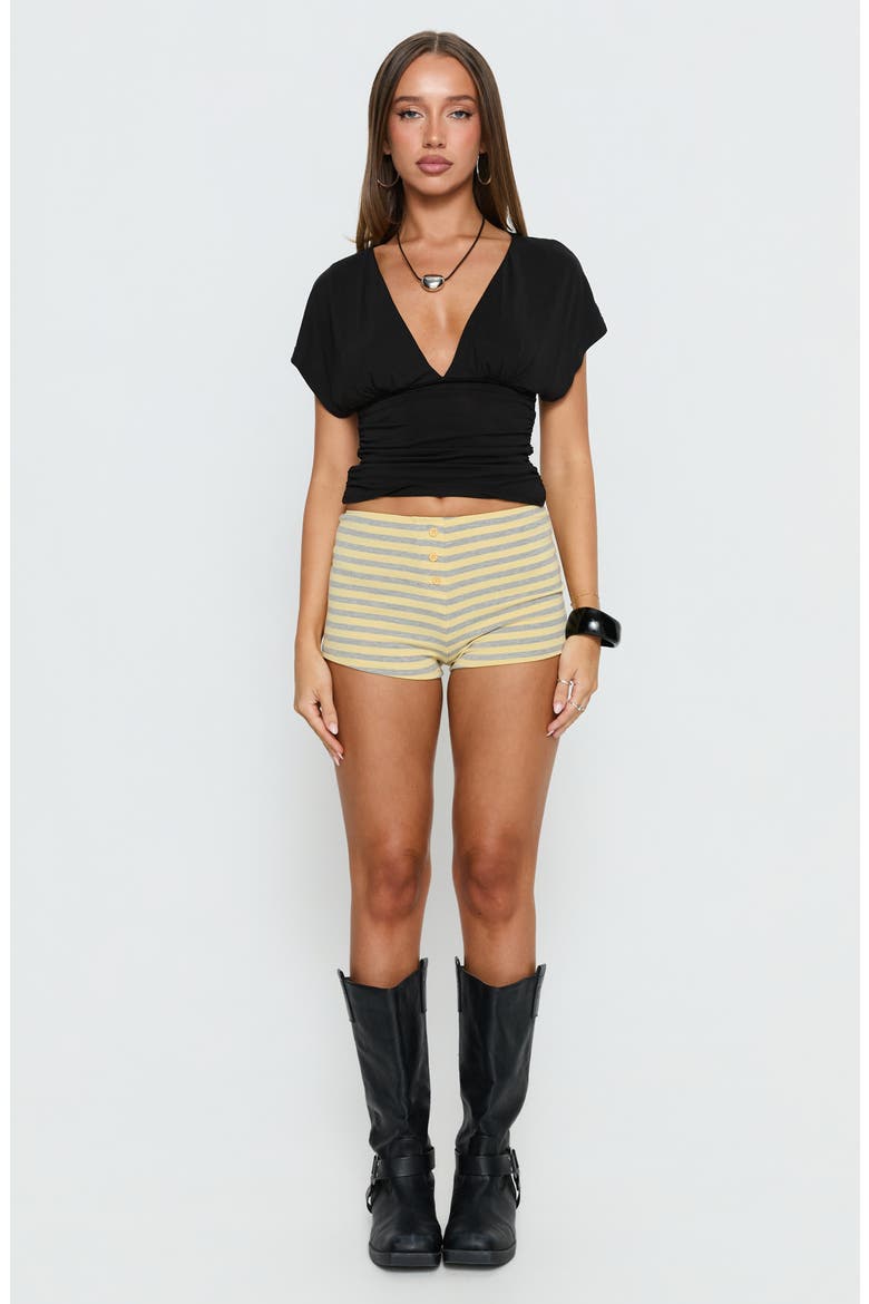 Azazel Button Detail Striped Micro Shorts, Alternate, color, YELLOW