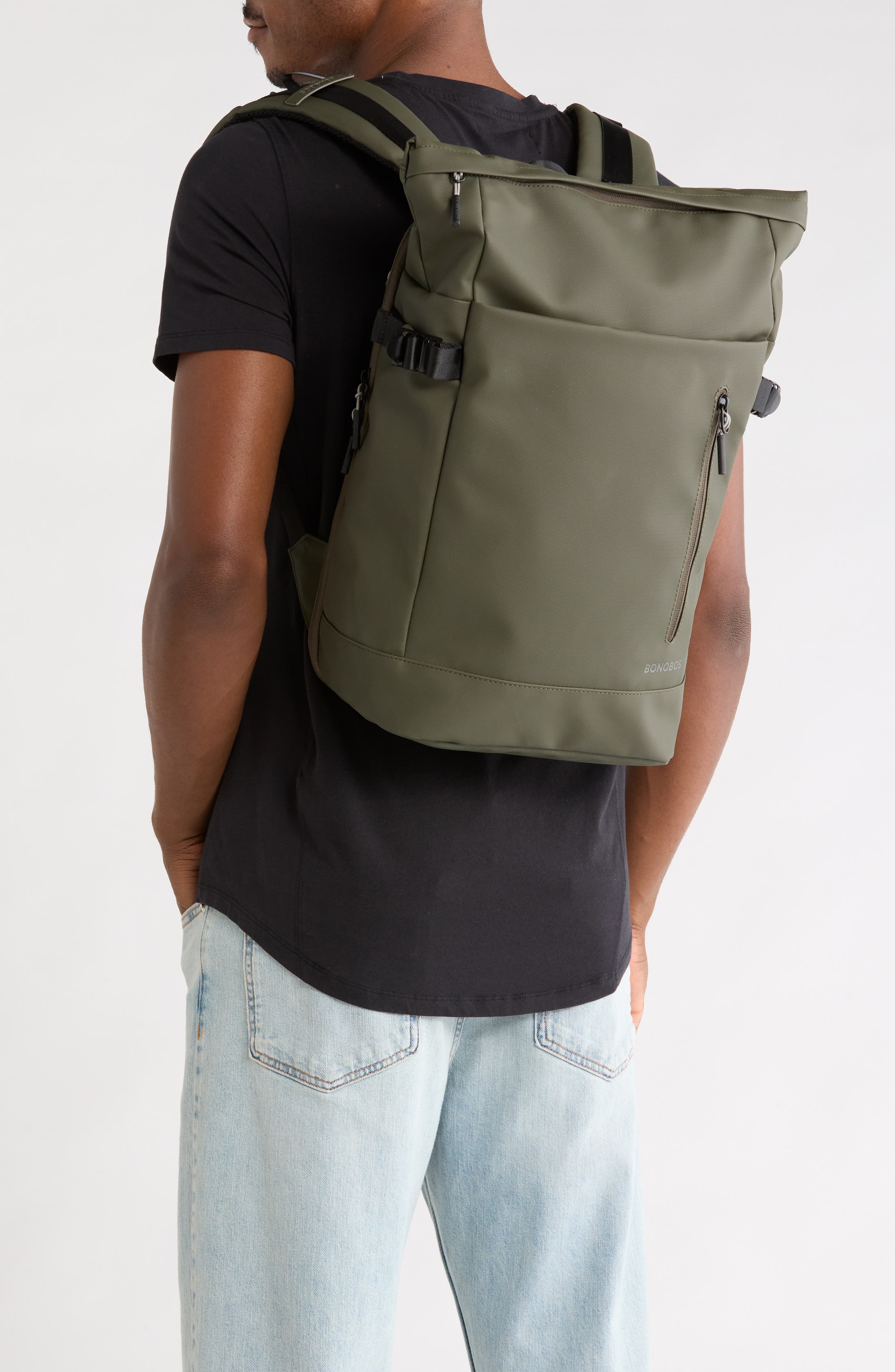 Textured Rubberized Backpack, Alternate, color, OLIVE