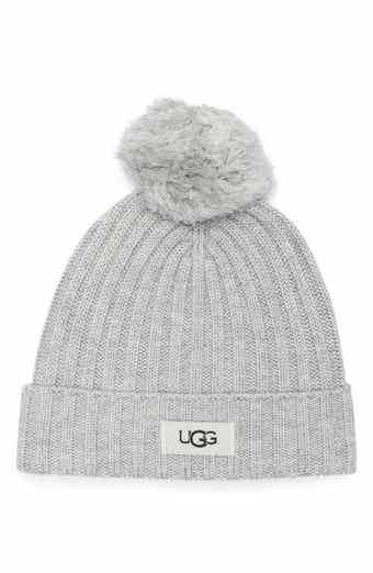 UGG® Kids' Ribbed Wool Blend Pompom Beanie