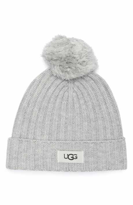 UGG® Kids' Ribbed Wool Blend Pompom Beanie