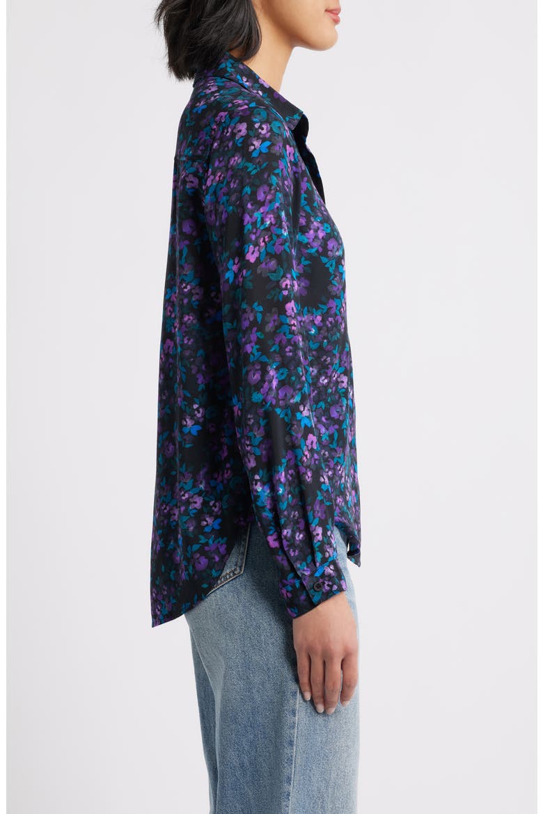 Floral Button-Up Shirt, Alternate, color, BLACK/ EVENING EMERALD