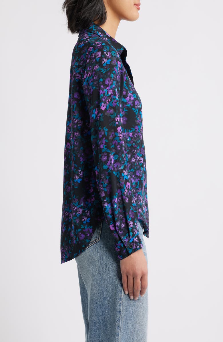 Cloth & Stone Floral Button-Up Shirt, Alternate, color, Black/ Evening Emerald