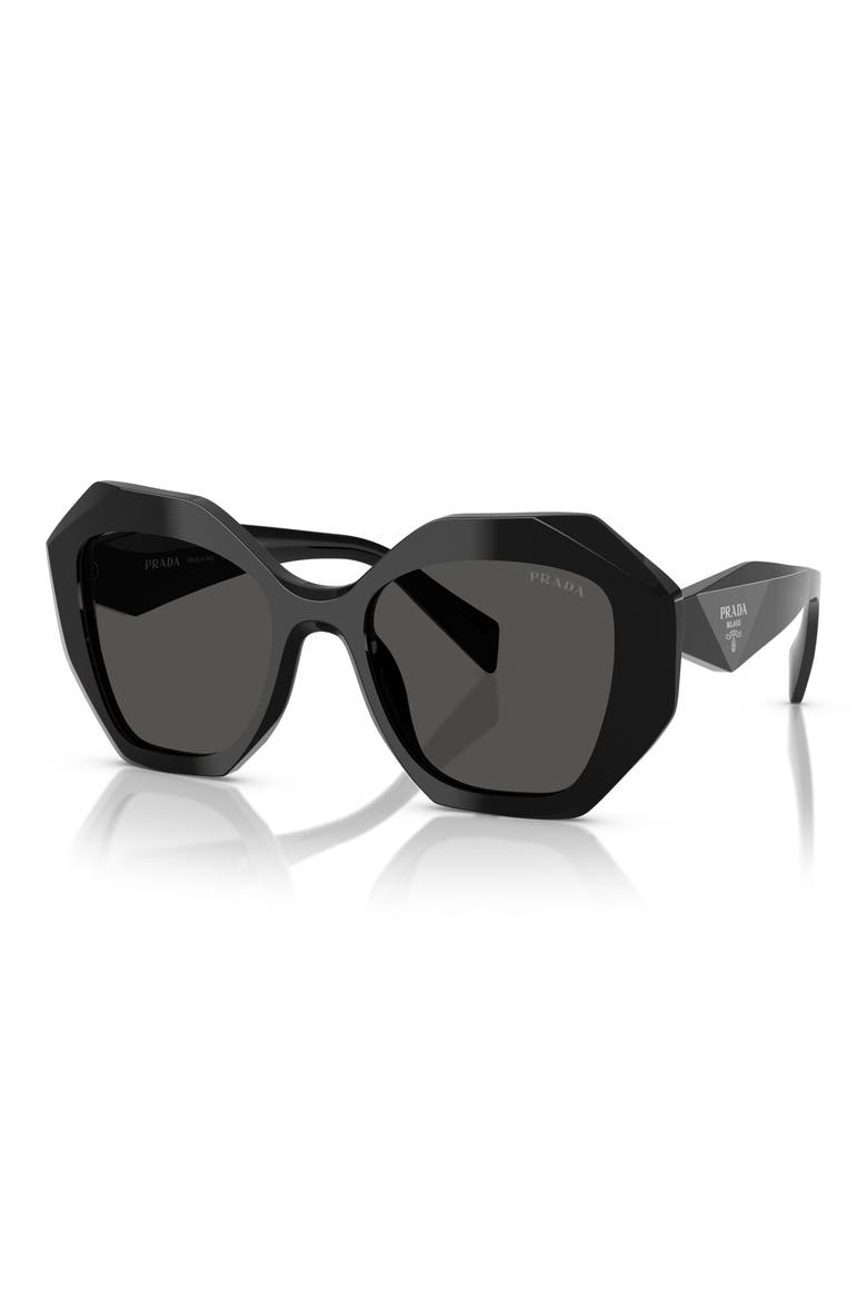 53mm Gradient Irregular Sunglasses, Alternate, color, BLACK