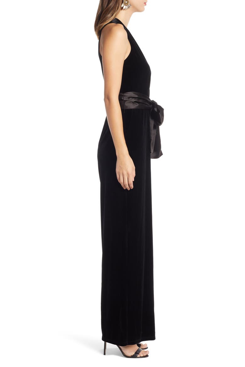 Velvet Jumpsuit, Alternate, color, BLACK