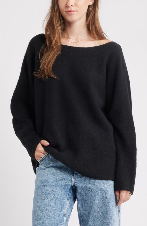 Bp. Lofty Boat Neck Oversize Sweater In Black