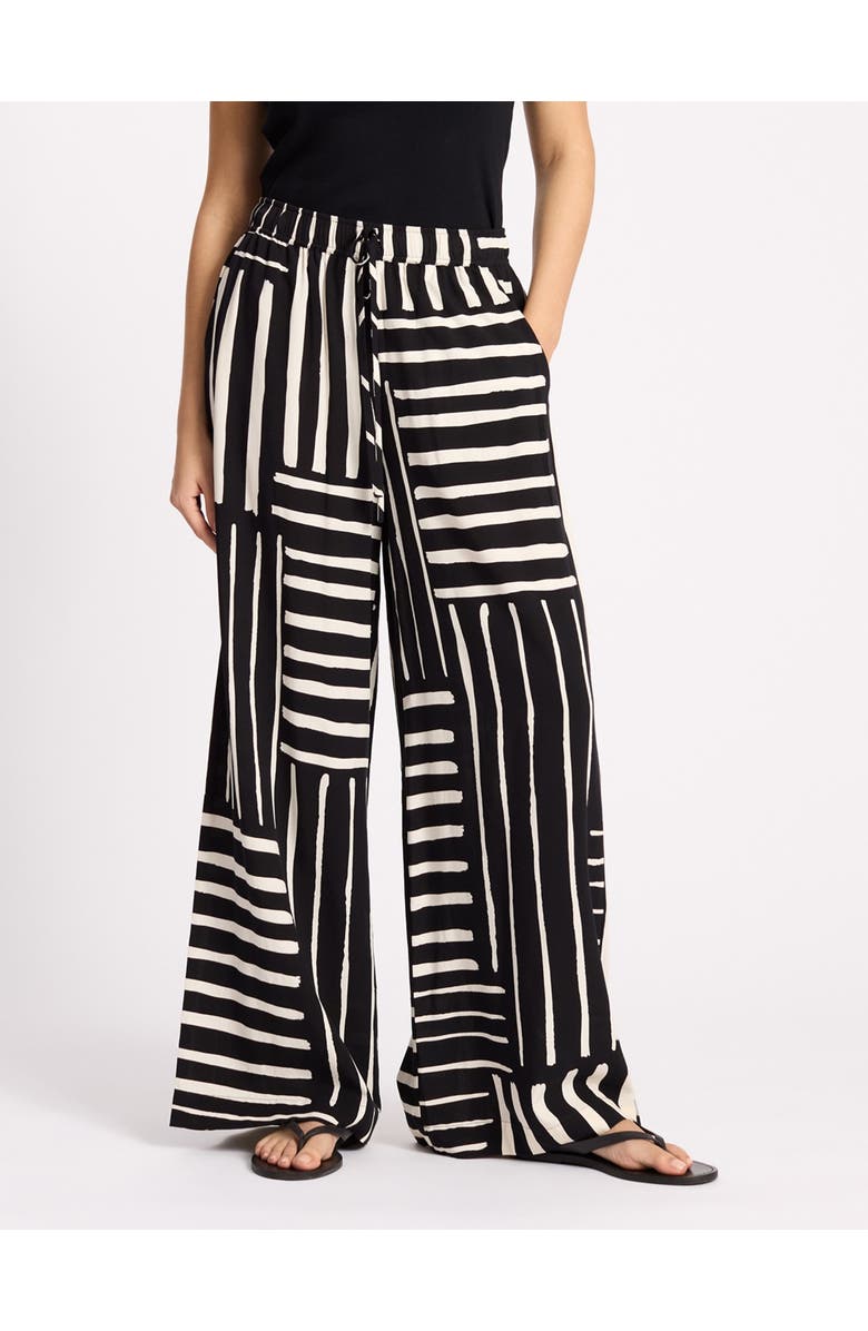 Albaray Patchwork Stripe Trouser, Main, color, Black