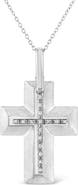 Haus of Brilliance .925 Sterling Silver Prong-Set Diamond Accent Bold Cross Pendant Necklace