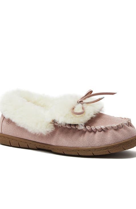 Fluffy Lined Indoor Outdoor Moccasin Slippers