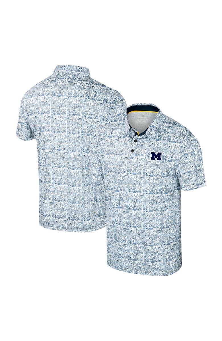 COLOSSEUM Men's Colosseum Navy Michigan Wolverines It's Time! Allover Print Polo, Main, color, Navy