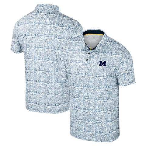 Men's Colosseum Navy Michigan Wolverines It's Time! Allover Print Polo