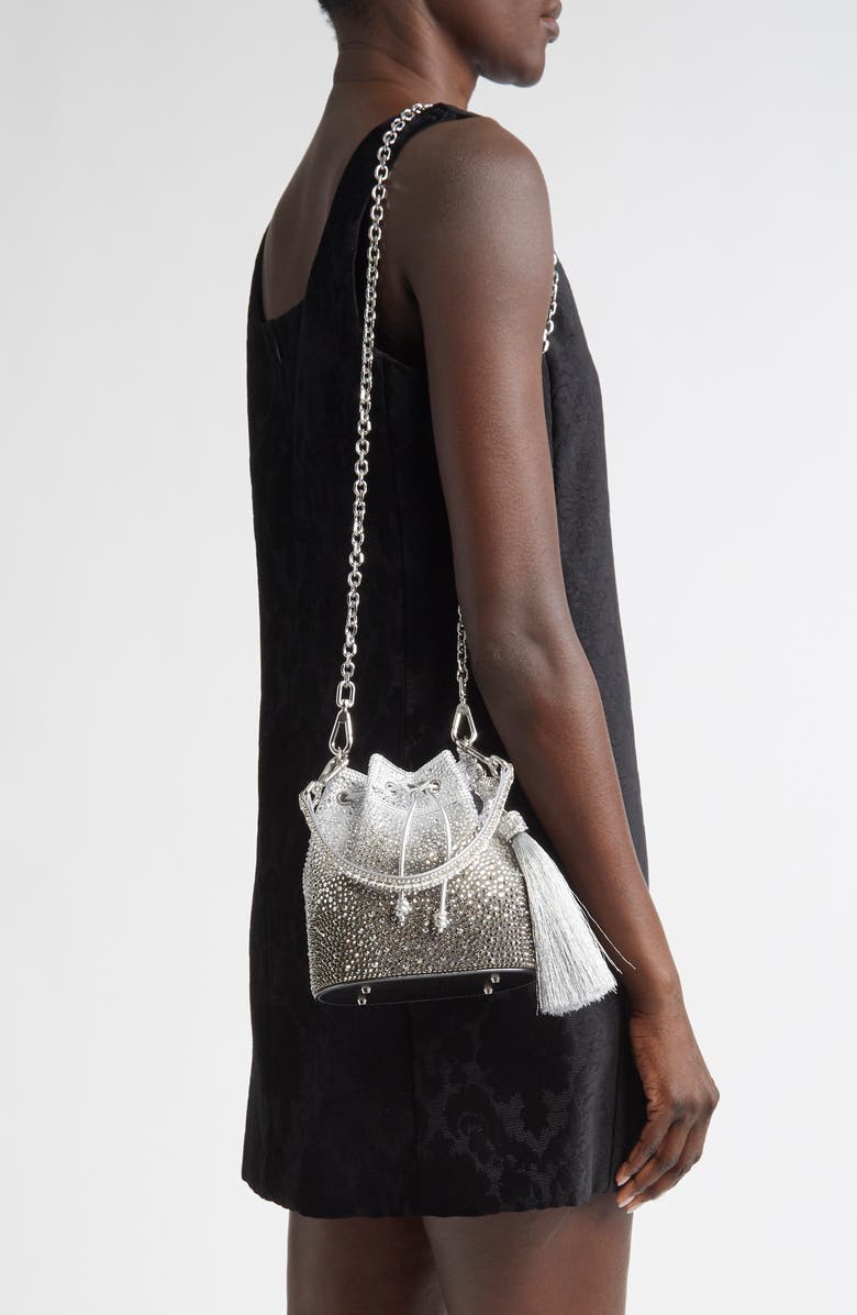 JUDITH LEIBER COUTURE Piper Ombré Crystal Embellished Bucket Bag, Alternate, color,