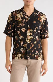 AllSaints Armada Floral Linen & Cotton Camp Shirt