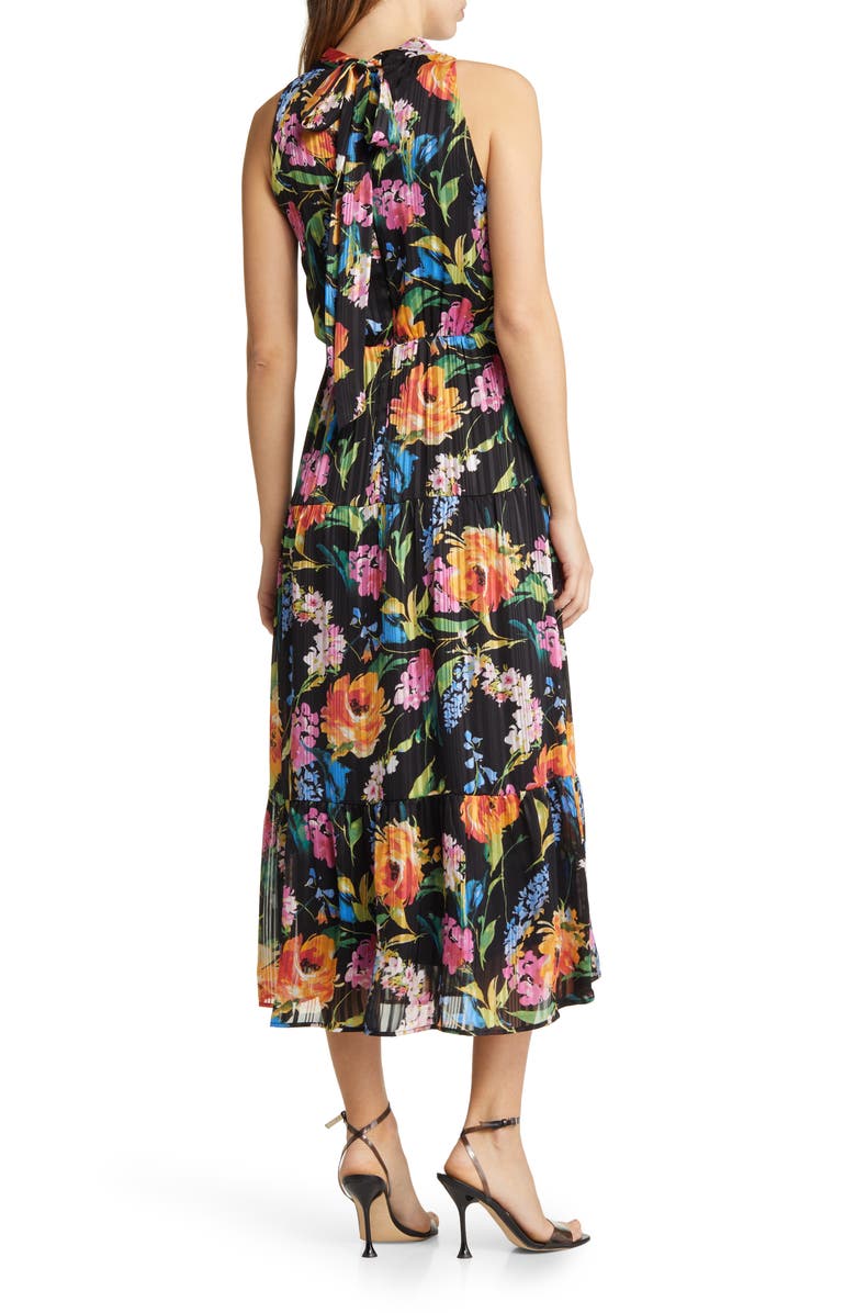 Sam Edelman Rainbow Floral High Neck Midi Dress, Alternate, color, 