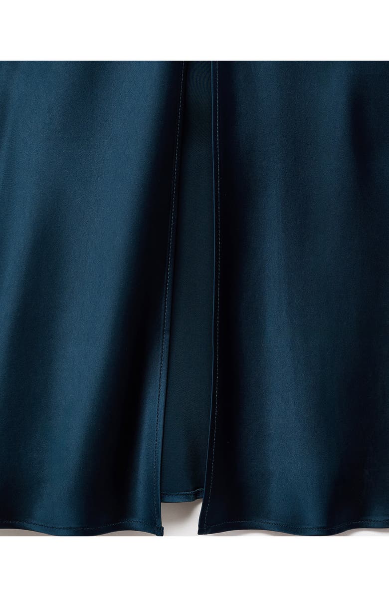 MANGO Long Sleeve Satin Midi Dress, Alternate, color, Navy