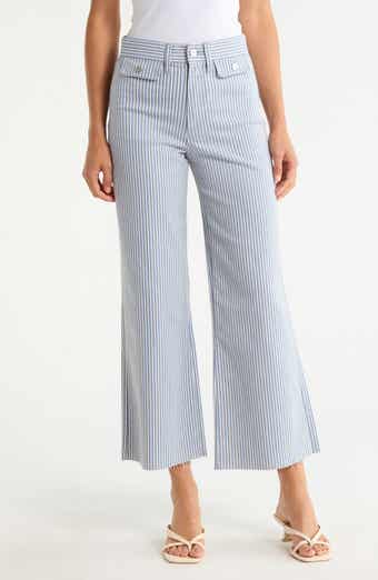 Anessa High Waist Button Pocket Raw Hem Ankle Flare Jeans
