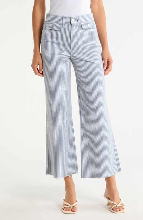 Anessa High Waist Button Pocket Raw Hem Ankle Flare Jeans
