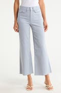 PAIGE Anessa High Waist Button Pocket Raw Hem Ankle Flare Jeans
