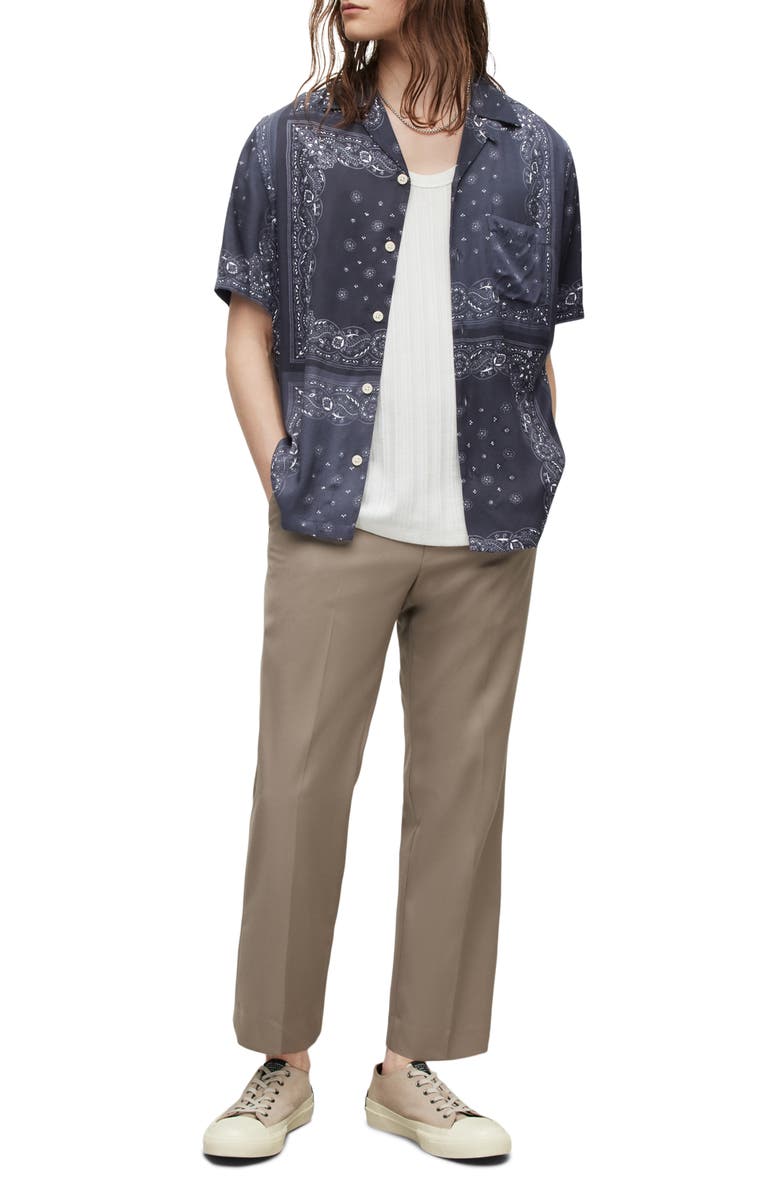 AllSaints Tikal Relaxed Fit Bandana Print Short Sleeve Button-Up Shirt, Alternate, color, 