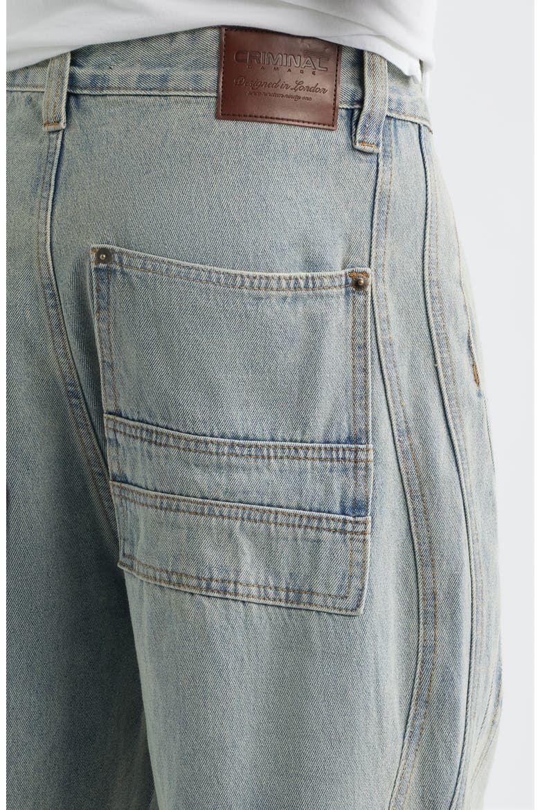 Wavy Seam Relaxed Jeans, Alternate, color, WASHED BLUE
