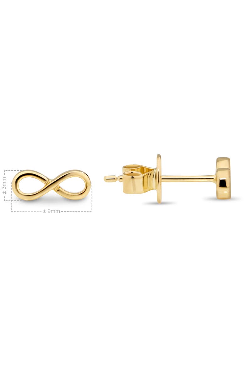 Infinity Stud Earrings in 14K Gold, 9mm, Alternate, color, Yellow Gold